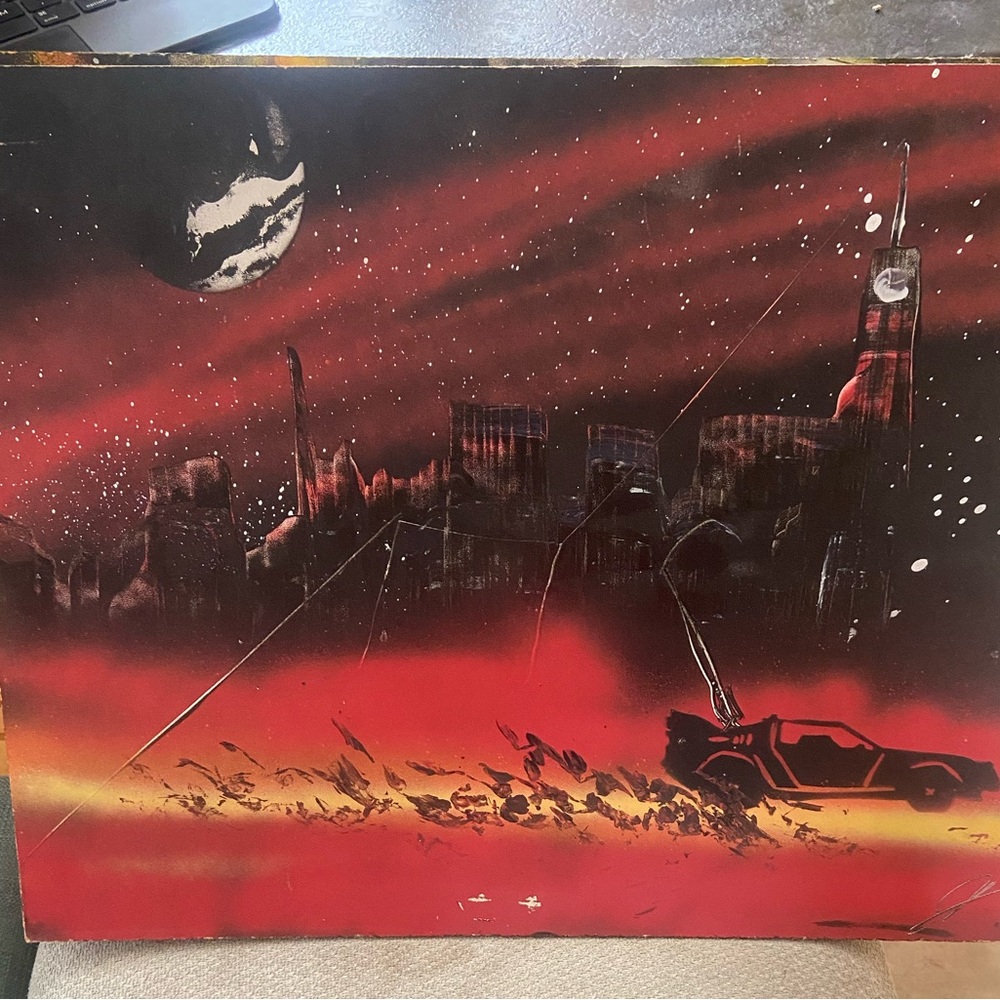 Gotham City Red and Black Spray Art